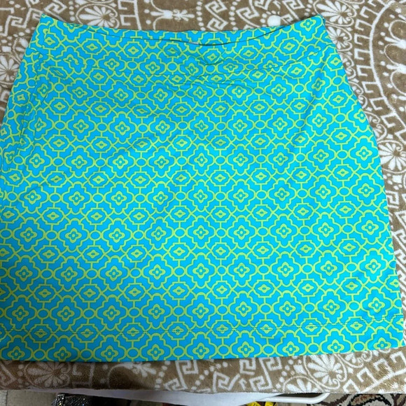 Sunsets & Sweet Tea Womens Dress Abstract Size 13 Nylon Blend Green Yellow - Picture 1 of 7